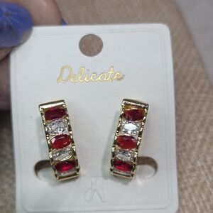 delicates Gold and Red Earrings